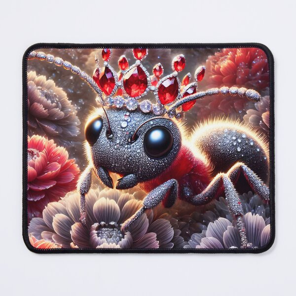 Item preview, Silverine Ant Queen – Bejeweled Majesty with Ruby Crown designed and sold by EmeraldeaArt.