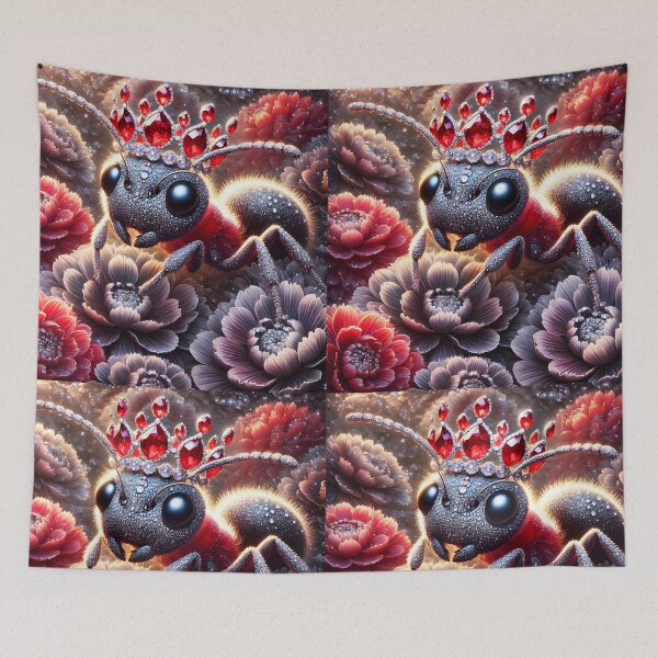 Item preview, Silverine Ant Queen – Bejeweled Majesty with Ruby Crown designed and sold by EmeraldeaArt.