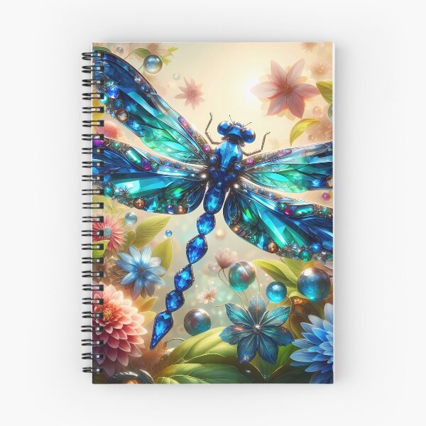 Item preview, Sapphire Drift – Delicate Dragonfly Among Fantasy Blooms designed and sold by EmeraldeaArt.