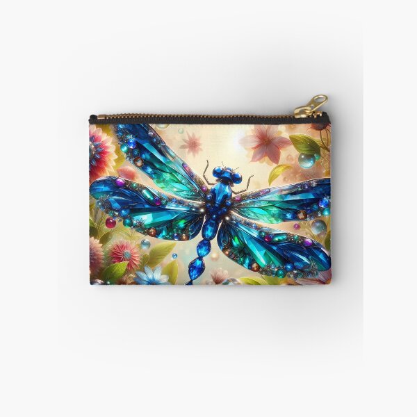 Item preview, Sapphire Drift – Delicate Dragonfly Among Fantasy Blooms designed and sold by EmeraldeaArt.