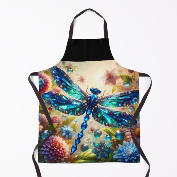 Item preview, Sapphire Drift – Delicate Dragonfly Among Fantasy Blooms designed and sold by EmeraldeaArt.