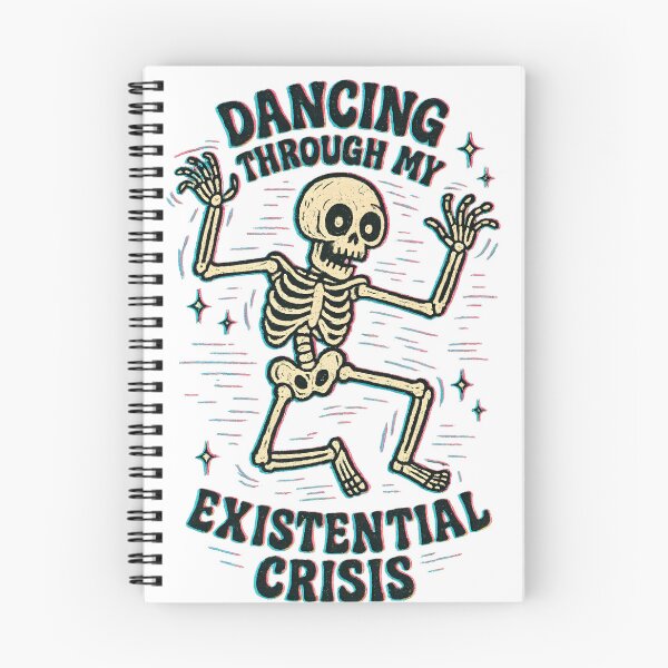 Item preview, Dancing Through My Existential Crisis – Funny Skeleton Glitch Art designed and sold by VibeSnax.