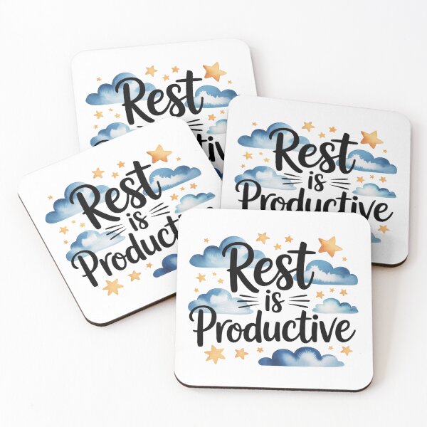 Item preview, Rest Is Productive – Cloud and Stars Self-Care Quote designed and sold by ArtByYunus.