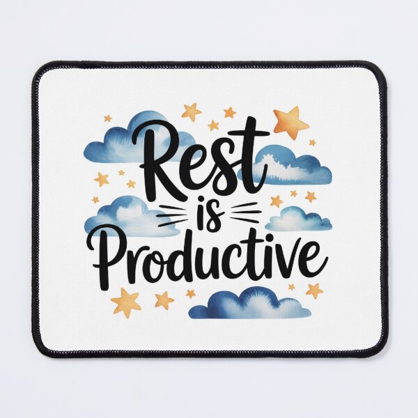 Item preview, Rest Is Productive – Cloud and Stars Self-Care Quote designed and sold by ArtByYunus.