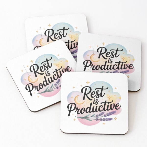 Item preview, Rest Is Productive – Cloud and Stars Self-Care Quote designed and sold by ArtByYunus.