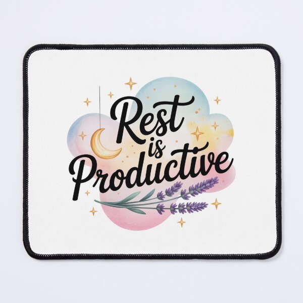 Item preview, Rest Is Productive – Cloud and Stars Self-Care Quote designed and sold by ArtByYunus.