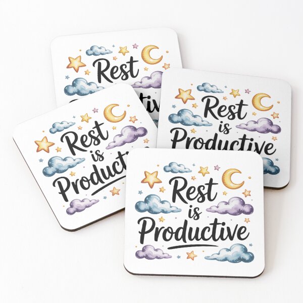 Item preview, Rest Is Productive – Cloud and Stars Self-Care Quote designed and sold by ArtByYunus.