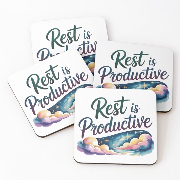 Item preview, Rest Is Productive – Cloud and Stars Self-Care Quote designed and sold by ArtByYunus.