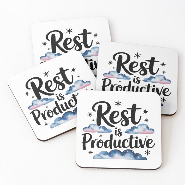 Item preview, Rest Is Productive – Cloud and Stars Self-Care Quote designed and sold by ArtByYunus.