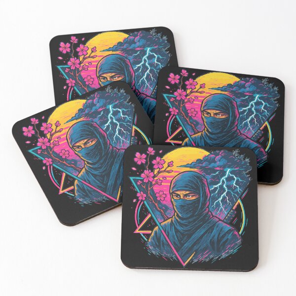 Item preview, Ninja Cherry Blossom Retro Vaporwave designed and sold by TomFrontierArt.