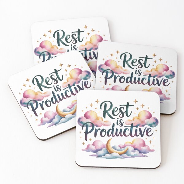 Item preview, Rest Is Productive – Cloud and Stars Self-Care Quote designed and sold by ArtByYunus.