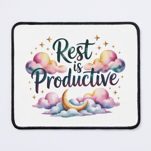 Item preview, Rest Is Productive – Cloud and Stars Self-Care Quote designed and sold by ArtByYunus.