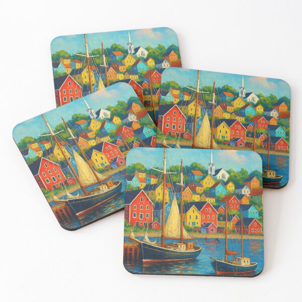 Item preview, Colorful Hillside Homes and Sailboats, Lunenburg designed and sold by Aryabek.