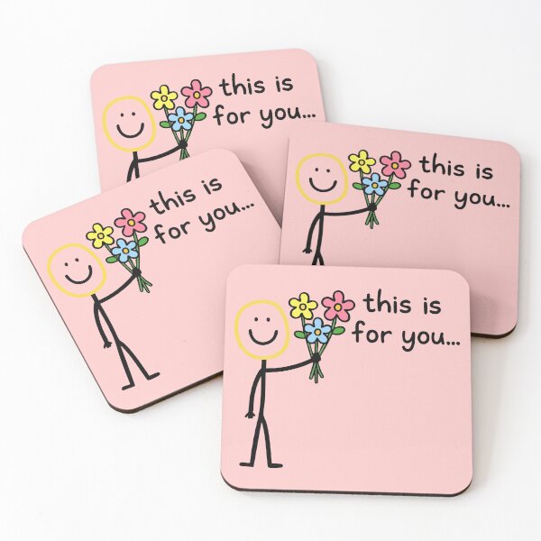 Item preview, Cute Stick Figure Holding Flowers – This Is for You Art designed and sold by graphicnew.