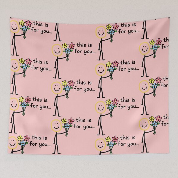 Item preview, Cute Stick Figure Holding Flowers – This Is for You Art designed and sold by graphicnew.