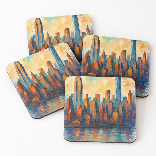 Item preview, Watercolor Skyline of New York City at Dusk designed and sold by Places On Earth.