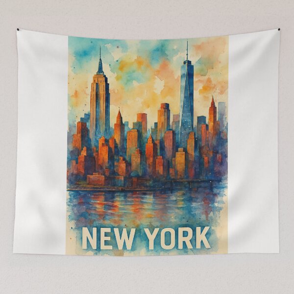 Item preview, Watercolor Skyline of New York City at Dusk designed and sold by Places On Earth.