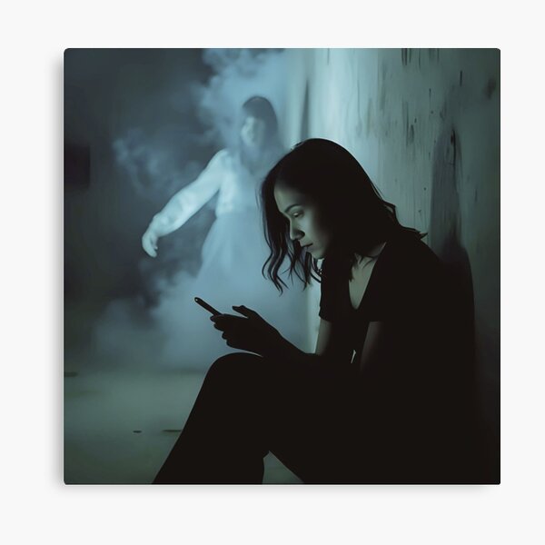 Item preview, Ghost with woman checking her cell phone. designed and sold by Extintos.