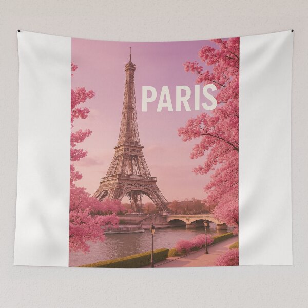 Item preview, Eiffel Tower in Pink Blooming Spring, Paris designed and sold by Places On Earth.