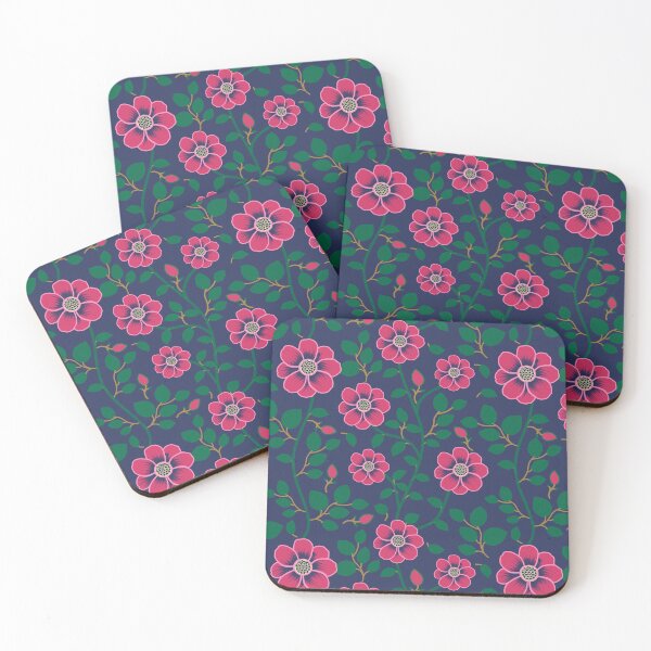Item preview, Trailing daisies on dark blue background designed and sold by Lilac Blooms Designs.