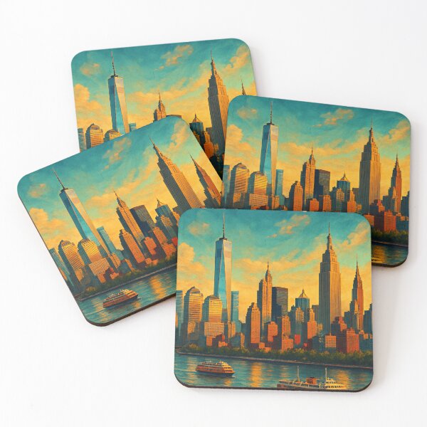Item preview, Staten Island Ferries and NYC Skyline at Sunset designed and sold by Places On Earth.