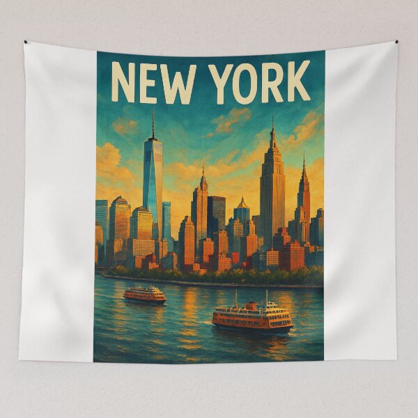 Item preview, Staten Island Ferries and NYC Skyline at Sunset designed and sold by Places On Earth.