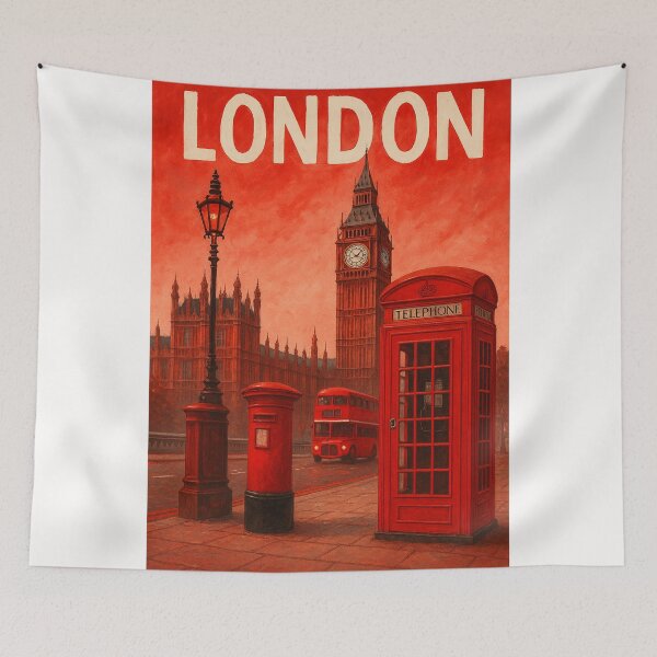 Item preview, London Street Scene with Big Ben and Red Phone Booth designed and sold by Places On Earth.