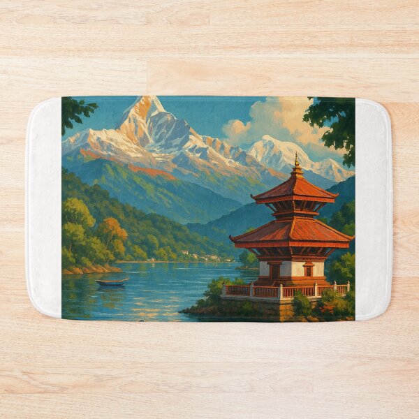 Item preview, Barahi Temple and Machapuchare from Pokhara Lake designed and sold by Places On Earth.