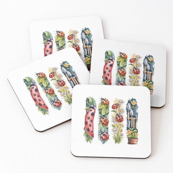 Item preview, Ladybug garden brushstroke illustration designed and sold by CleanDecor.