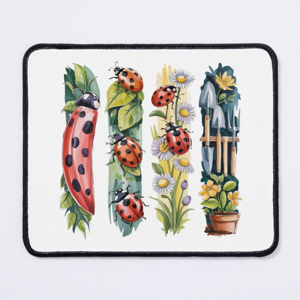 Item preview, Ladybug garden brushstroke illustration designed and sold by CleanDecor.