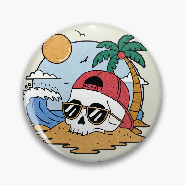Item preview, Beach Please Funny Skull Retro Summer Vacation T-Shirt designed and sold by Lucky Streetwear.