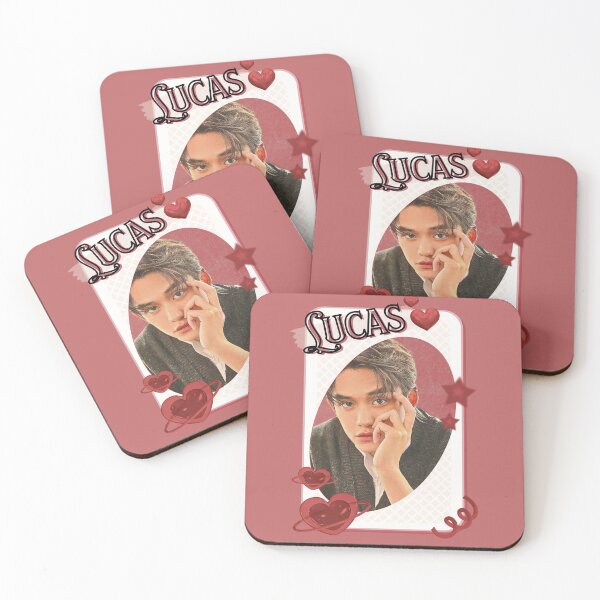 Item preview, NCT Lucas (루카스) Kpop Boy Group Card Red Aesthetic Collage Design designed and sold by AJUNICE STUDIO.