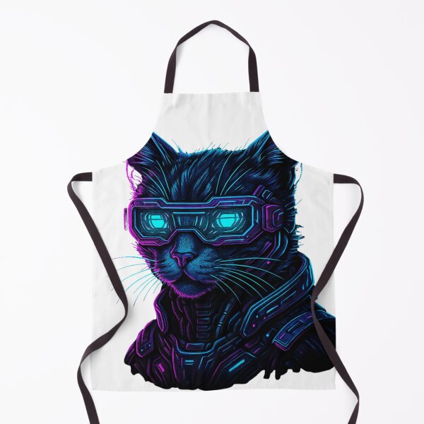 Artikelvorschau, Cyberpunk Neon Katze mit futuristischer Brille entworfen und verkauft von GuckShop888.
