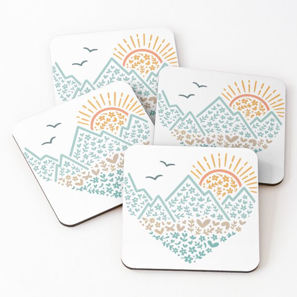 Item preview, Heart-Shaped Mountain Sunrise with Floral Pattern designed and sold by ArtfulWeave.