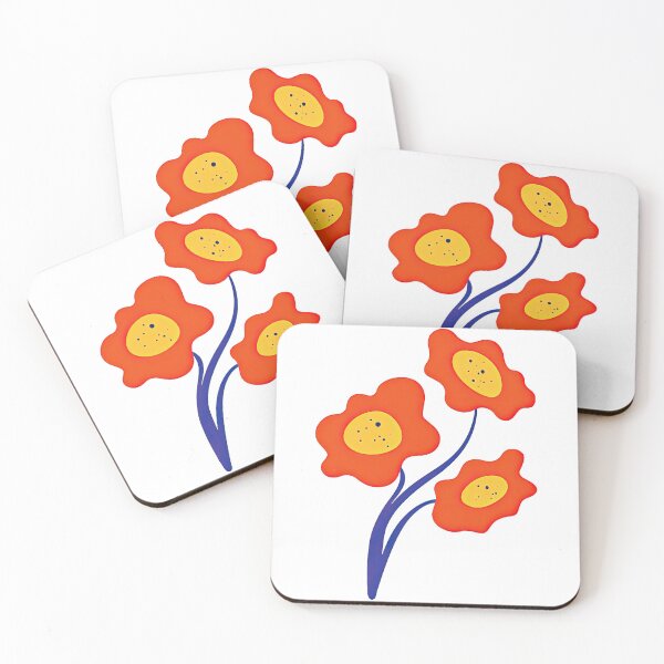 Item preview, Bright Red Pop Art Style Flower Trio designed and sold by ArtfulWeave.