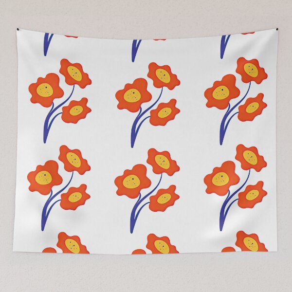 Item preview, Bright Red Pop Art Style Flower Trio designed and sold by ArtfulWeave.