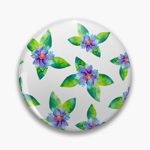 Item preview, Bright Purple Flowers with Green Leaves Watercolor Pattern designed and sold by Farissa Designs.