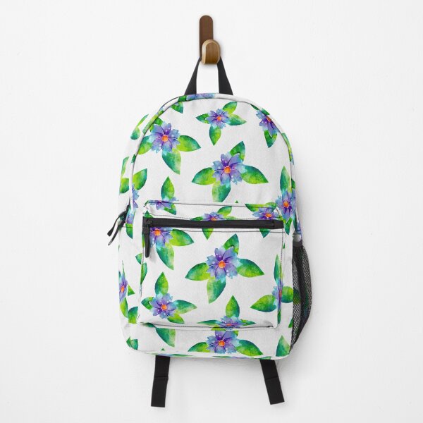 Item preview, Bright Purple Flowers with Green Leaves Watercolor Pattern designed and sold by Farissa Designs.