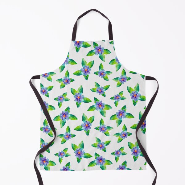 Item preview, Bright Purple Flowers with Green Leaves Watercolor Pattern designed and sold by Farissa Designs.