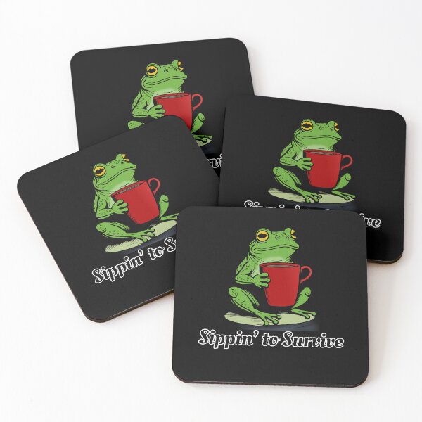 Item preview, Sippin' to Survive Coffee Frog Lovers Funny Cute T-Shirt designed and sold by Lucy with Anna.