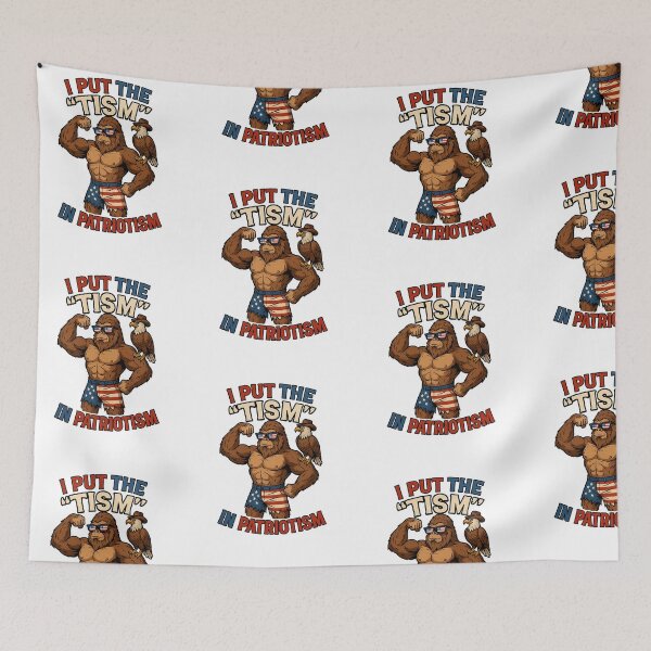 Item preview, I Put the "Tism" in Patriotism – Bigfoot, Eagle & Freedom Power Pose designed and sold by Lunaria Arts.