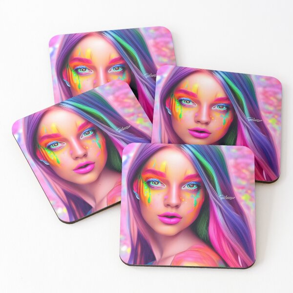 Item preview, Impresión de retrato abstracto con arcoíris vibrante: arte mural femenino, atrevido y colorido, para interiores creativos designed and sold by Giftables.