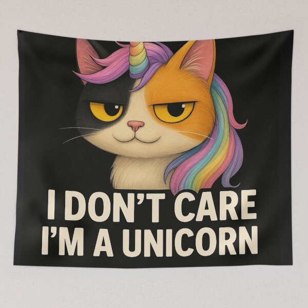 Item preview, I Don't Care, I'm a Unicorn – Calico Cat Edition designed and sold by TrixiDesigns.