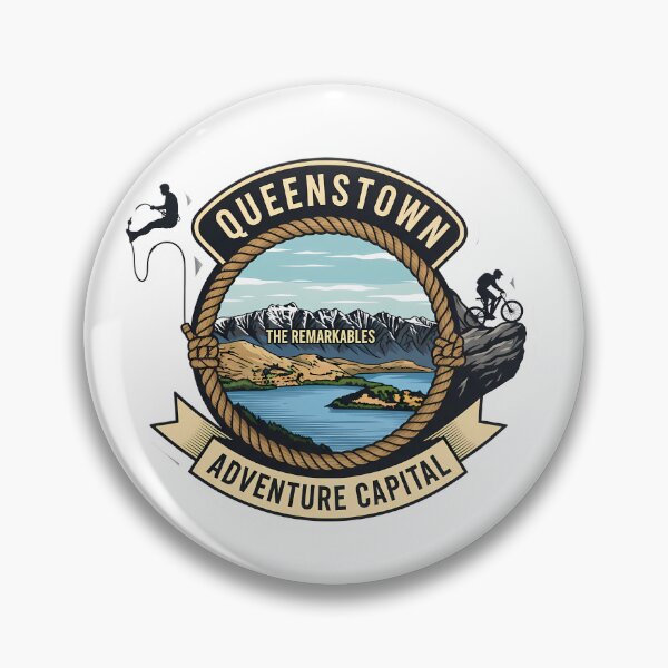 Item preview, Queenstown, Adventure Capital: A Vintage Explorer's Emblem designed and sold by Digital Dreams Arts.