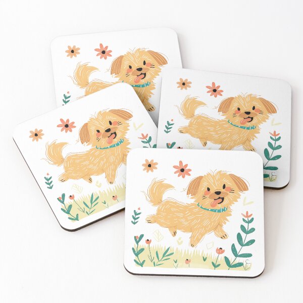 Item preview, A playful puppy with flowers designed and sold by xiao xuans.