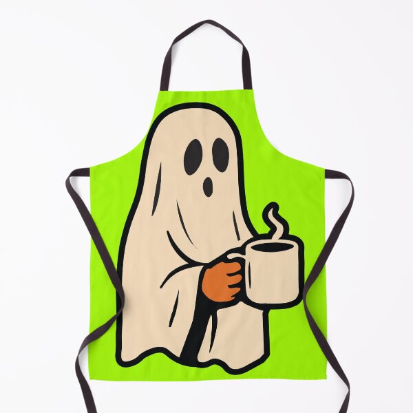 Item preview, Coffee Ghost wearing a sheet, but with a surprising twist – it's holding a steaming mug of coffee designed and sold by Koony House and Field.