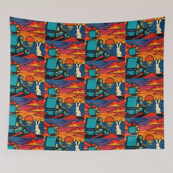 Item preview, robot and sunset watching sunset designed and sold by Dogandesighn.
