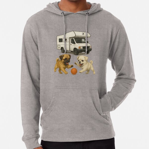 Item preview, “Pug adventures on the road – fun in front of the camper” designed and sold by MitMopsundHerz Rosinchens_Welt.