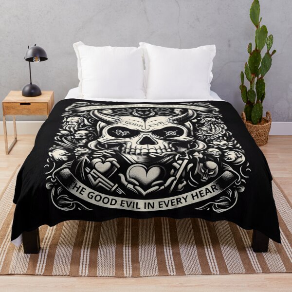 Item preview, Gothic Demon Skull Faces Hearts Struggle designed and sold by Voodoo Store Paranormal Collections.