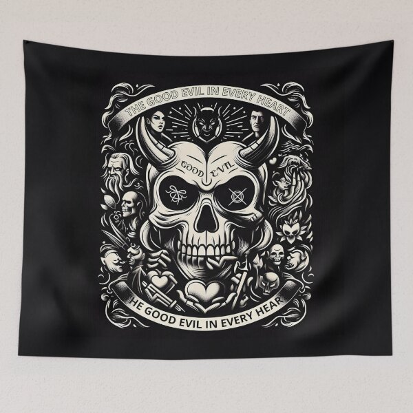Item preview, Gothic Demon Skull Faces Hearts Struggle designed and sold by Voodoo Store Paranormal Collections.